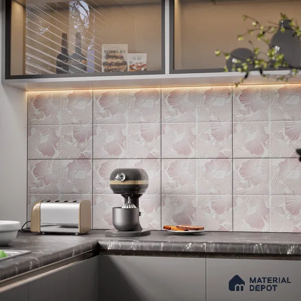Floral Wall Tile TL 07244 C Florina 4002 Granula 1 ft x 1 ft Ceramic Matte Finish - 9 mm  | 2 mm Spacer is Mandatory | Please Expect a Slight Variation of Pattern (Sample)